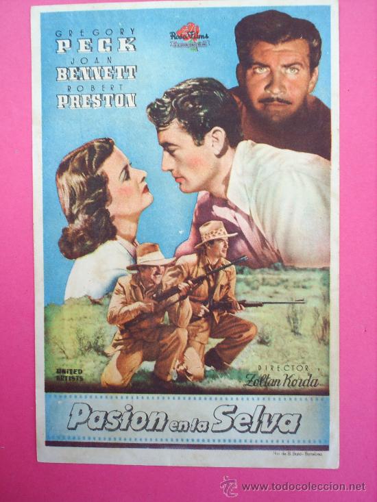 Cine: FOLLETO , PASION EN LA SELVA - GREGORY PECK