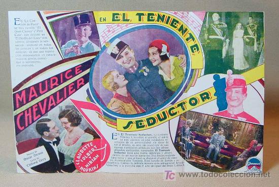 Cine: PROGRAMA DE CINE, EL TENIENTE SEDUCTOR, 1931, PARAMOUNT, MAURICE CHEVALIER, CLAUDETTE COLBERT