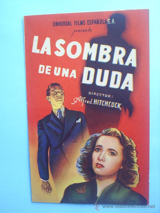 Cine: FOLLETO DOBLE LA SOMBRA DE UNA DUDA - IDEAL CINEMA DE BENICARLO