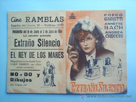 Foglietti di film di film antichi di cinema: FOLLETO DE MANO  EN ESTRA&Ntilde;O SILENCIO- IMPRESO 1944