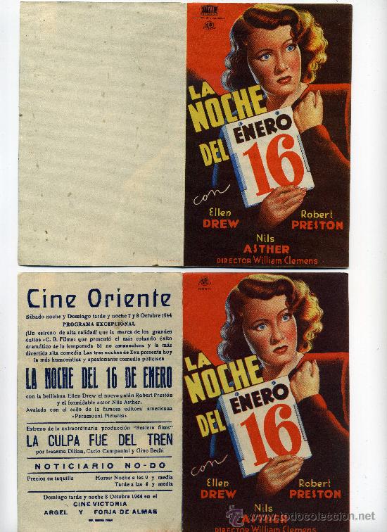 Cinema: LA NOCHE DEL 16 ENERO, con Robert Preston.