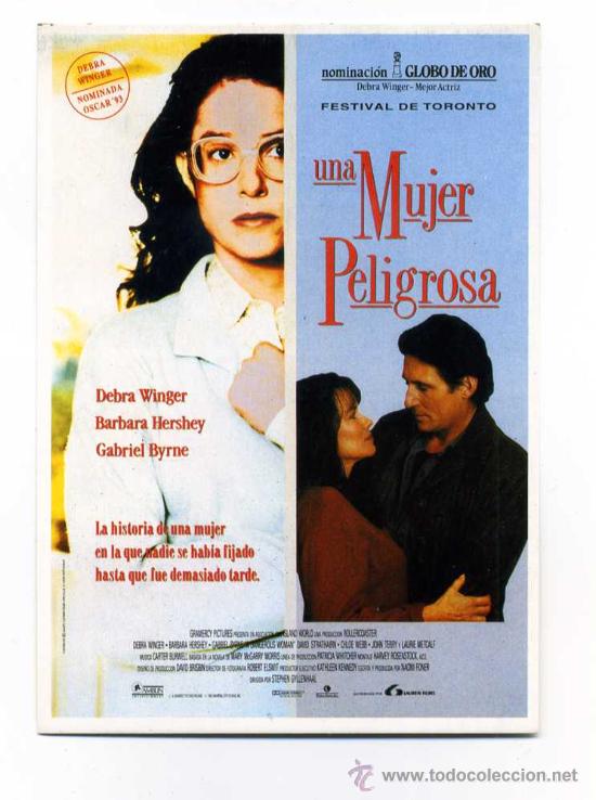  Flyers Publicitaires de films Anciens: UNA MUJER PELIGROSA, con Debra Winger. POSTAL.