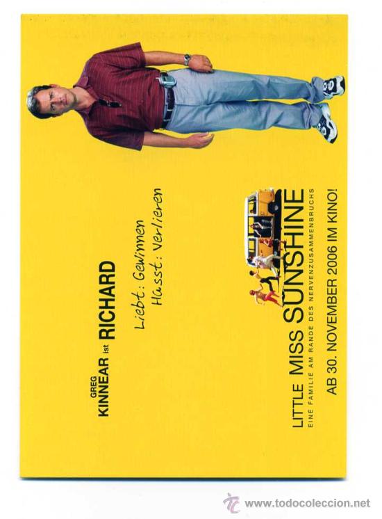 Foglietti di film di film antichi di cinema: LA PEQUE&Ntilde;A SUNSHINE, con Greg Kinnear.   POSTAL-PROGRAMA.