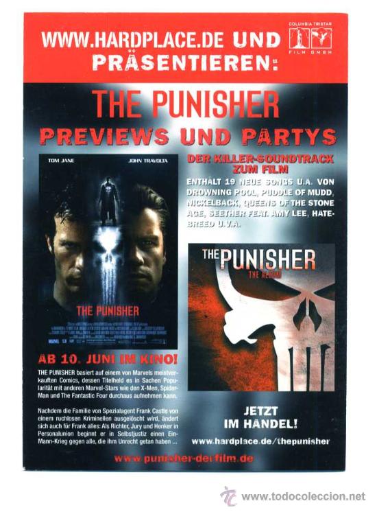 Cine: THE PUNISHER, con John Travolta. POSTAL-PROGRAMA. - Foto 1