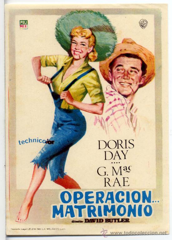 Cine: OPERACION MATRIMONIO (FOLLETO DE MANO ORIGINAL)  DORIS  DAY