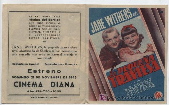 Cine: La peque&ntilde;a traviesa. Doble de 20Th Century Fox. Cinema Diana - Logro&ntilde;o 1943. &iexcl;IMPECABLE!