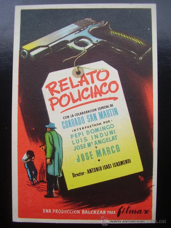 Folhetos de m&atilde;o de filmes antigos de cinema: RELATO POLICIACO