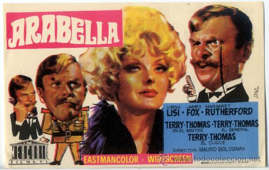 Cine: ARABELLA (FOLLETO DE MANO ORIGINAL) VIRNA LISI - JAMES FOX - TERRY THOMAS