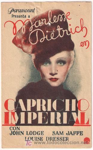 Cine: PTCC 524 CAPRICHO IMPERIAL PROGRAMA DOBLE PARAMOUNT MARLENE DIETRICH JOSEF VON STERNBERG - Foto 1