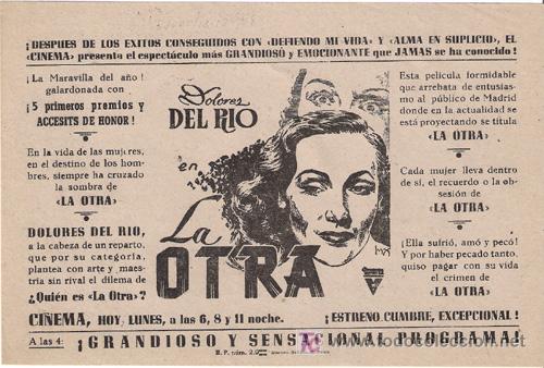 Cine: LA OTRA PROGRAMA SENCILLO LOCAL DOLORES DEL RIO - Foto 1