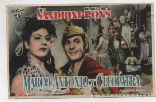 Cine: Marco Antonio y Cleopatra. Sencillo de Hispano Mexicana. Cine Dorado - Zaragoza.