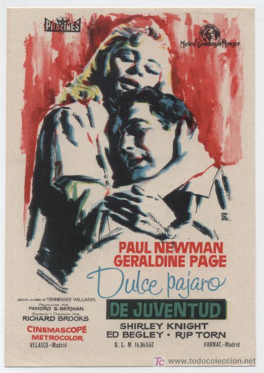 Cine: Dulce p&aacute;jaro de juventud. Sencillo de MGM.   &iexcl;IMPECABLE! - Foto 1