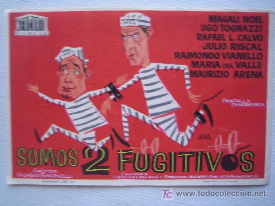 Folhetos de m&atilde;o de filmes antigos de cinema: Folleto de mano - somos 2 fugitivos - mercurio