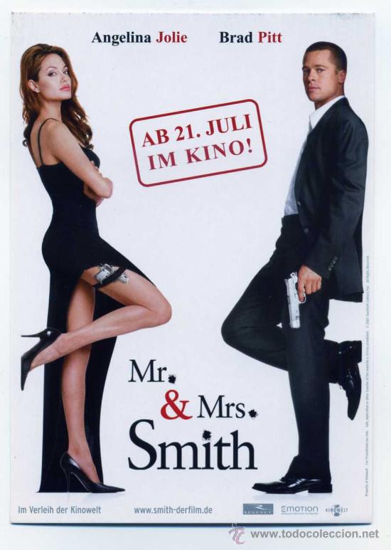 Cine: MR. & MRS. SMITH, con Brad Pitt. PROGRAMA-POSTAL - Foto 1