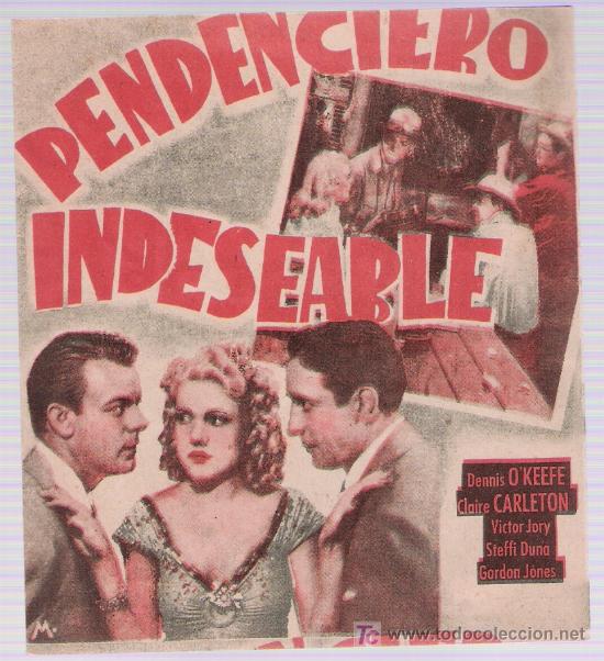 Cine: Pendenciero indeseable. Programa doble. Cine Municipal - Cadiz 1945. &iexcl;IMPECABLE! - Foto 1