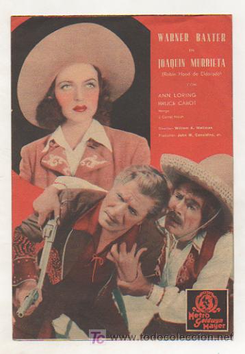 Cine: JOAQUIN MURRIETA (ROBIN HOOD DE ELDORADO). WARNER BAXTER. PROGRAMA DOBLE. 1936. CNT AIT. - Foto 4