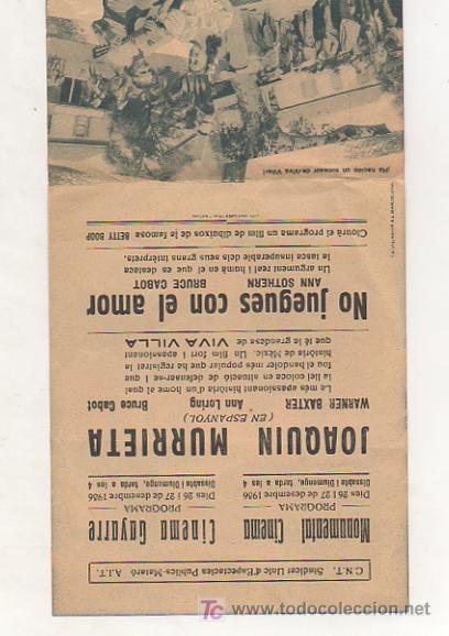 Cine: JOAQUIN MURRIETA (ROBIN HOOD DE ELDORADO). WARNER BAXTER. PROGRAMA DOBLE. 1936. CNT AIT. - Foto 3