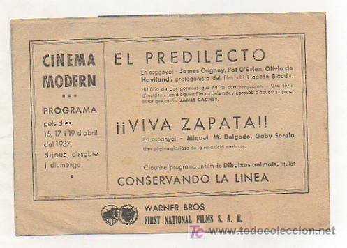 Cine: EL PREDILECTO. JAMES CAGNEY. PROGRAMA DOBLE. CINEMA MODERN. 1937 - Foto 3