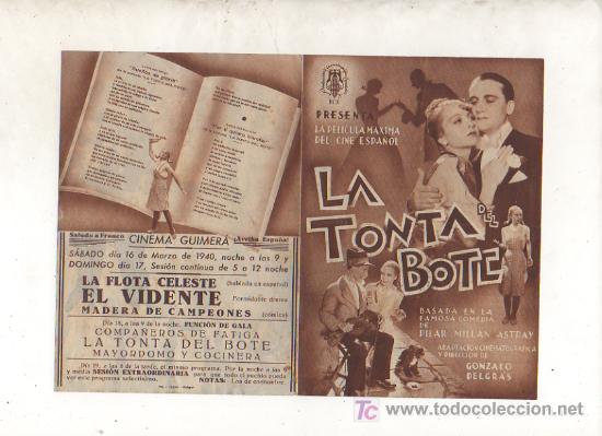 Cine: LA TONTA DEL BOTE. PROGRAMA DOBLE. CINEMA GUIMER&Aacute;. 1940. - Foto 3