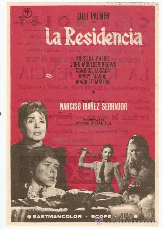  Flyers Publicitaires de films Anciens: LA RESIDENCIA - LILLI PALMER, CRISTINA GALBO, JOHN MOULDER BROWN, C&Aacute;NDIDA LOSADA - CINE BOLET