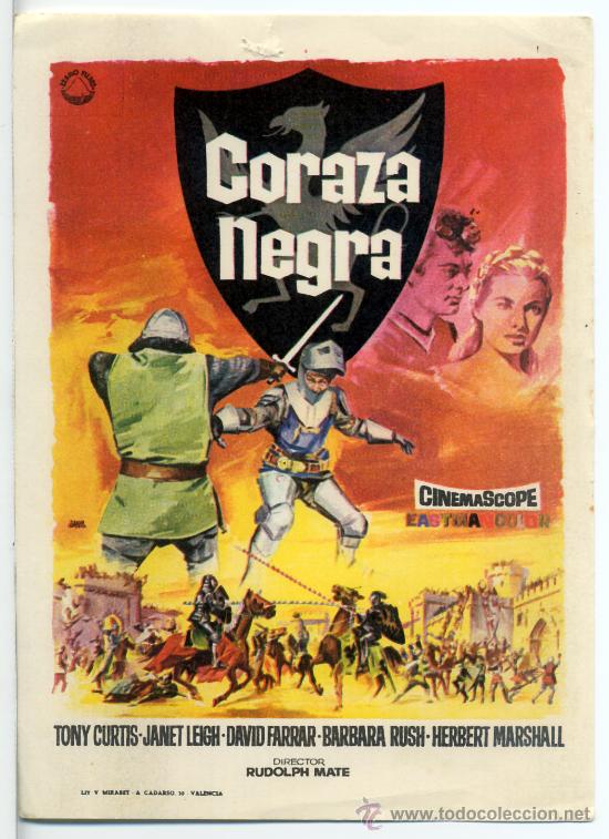 Cinema: CORAZA NEGRA 1954 (FOLLETO DE MANO ORIGINAL) TONY CURTIS - JANET LEIGH