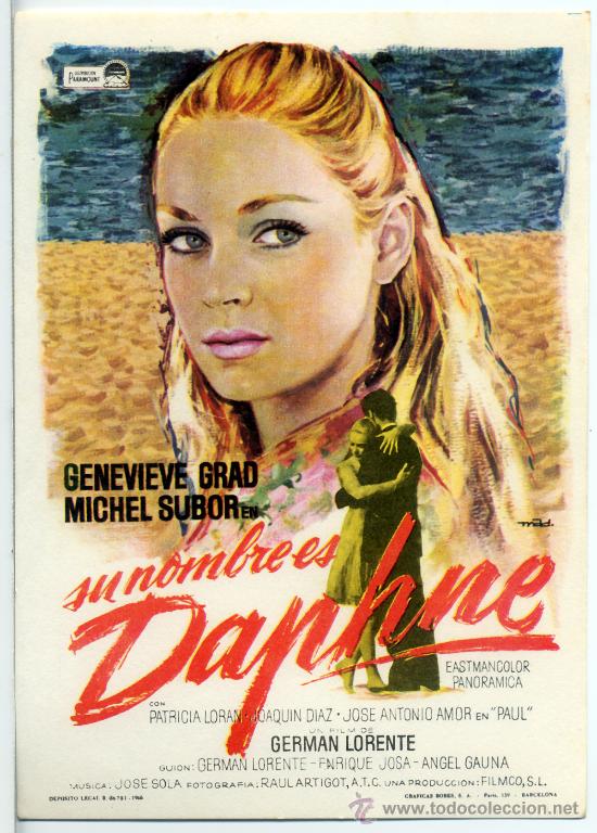 Cinema: SU NOMBRE ES DAPHNE (FOLLETO DE MANO ORIGINAL) GENEVIENE GRAD - MICHEL SUBOR