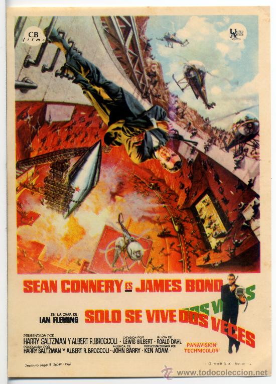 Cine: SOLO SE VIVE DOS VECES JAMES BOND OO7 (FOLLETO DE MANO ORIGINAL) SEAN CONNERY