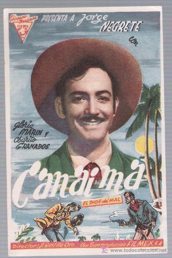 Folhetos de m&atilde;o de filmes antigos de cinema: Canaima. Sencillo de Hispano Mexicana Films. Cine Avenida - Ubrique.