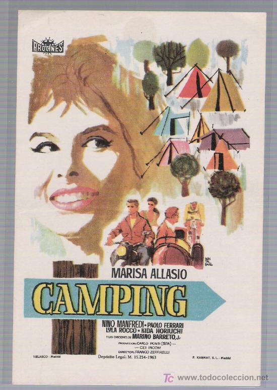 Folhetos de m&atilde;o de filmes antigos de cinema: Camping. Sencillo de Procines.