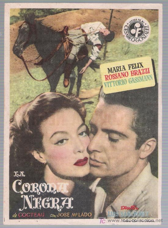  Flyers Publicitaires de films Anciens: La Corona negra. Sencillo de Suevia Films. Cine Avenida - Ubrique.
