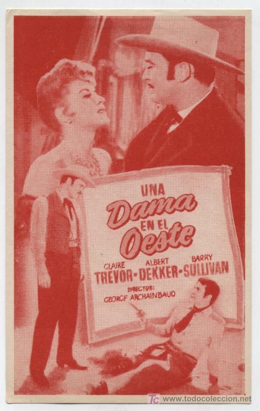 Cine: Una dama en el Oeste. Programa (prueba de Imprenta) a un solo color. - Foto 1