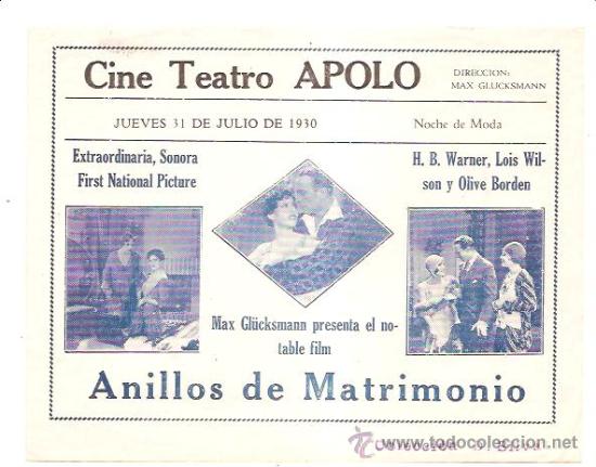 Cine: PROGRAMA ANILLOS DE MATRIMONIO - Foto 1
