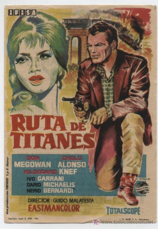  Foglietti di film di film antichi di cinema: ruta de Tianes. Sencillo de Ifisa.  Cine Tarragona.