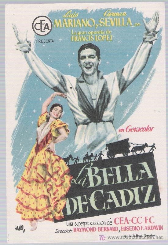 Cine: La Bella de Cadiz. Sencillo de CEA.  &iexcl;IMPECABLE! - Foto 1