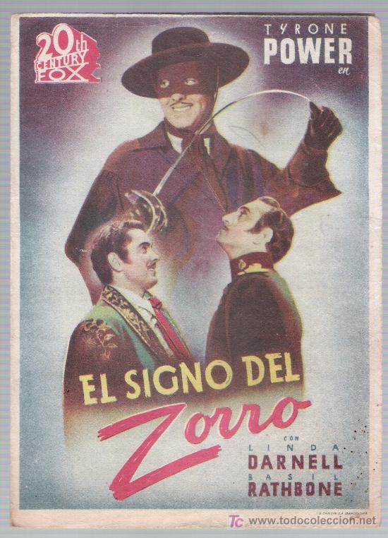Cine: El signo del Zorro. Doble de 20Th Century Fox.