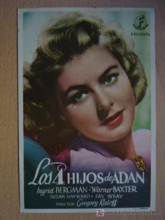 Kino: LOS 4 HIJOS DE ADAN-1946-INGRID BERMAN Y W.BAXTER -DIR: GREGORY RATOFF-CINEMA LA RAMBLA (BARCELONA).