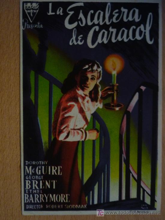 Flyers Publicitaires de Films Anciens: LA ESCALERA DE CARACOL-1947-DOROTHY MC GUIRE Y G.BRENT-DIR:ROBERT SIODMAK-CINEMA LA RAMBLA(BARCELONA