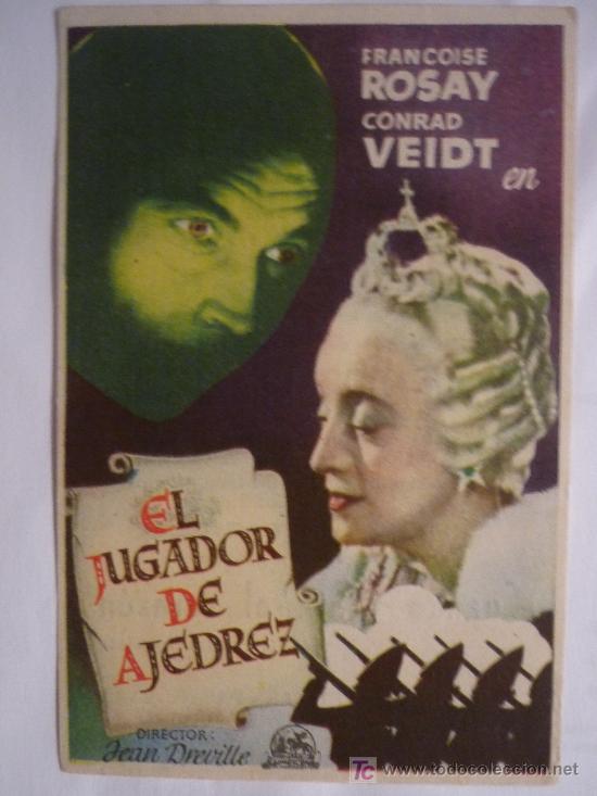Flyers Publicitaires de Films Anciens: EL JUGADOR DE AJEDREZ-1948-FRANCOISE ROSAY Y CONRAD VEIDT-DIR:JEAN DREVILLE-CINEMA RECREO(BARCELONA)