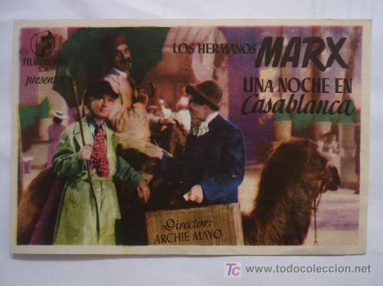 Cine: UNA NOCHE EN CASABLANCA- 1949 -LOS HERMANOS MARX-DIR:ARCHIE MAYO-CINEMA RECREO(BARCELONA)-FILMOFONO