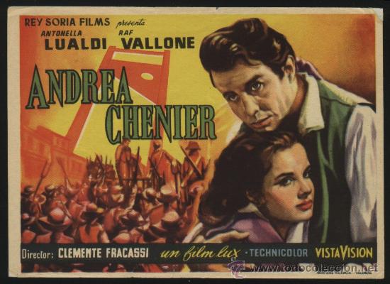 Folhetos de m&atilde;o de filmes antigos de cinema: Q-03015- ANDREA CHENIER (Raf Vallone - Antonella Lualdi - Michael Auclair - Rina Morelli)