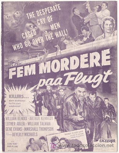 Cine: FUGA SANGRIENTA PROGRAMA DOBLE LIBRITO DANES WILLIAM BENDIX ARTHUR KENNEDY GENE EVANS - Foto 1