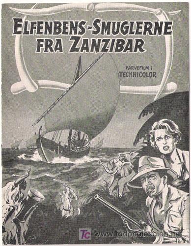  Flyers Publicitaires de films Anciens: AL OESTE DE ZANZIBAR PROGRAMA DOBLE LIBRITO DANES ANTHONY STEEL