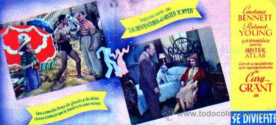 Cine: Programa cine doble con publicidad teatro Losada. La pareja invisible se divierte. Cary Grant Orense