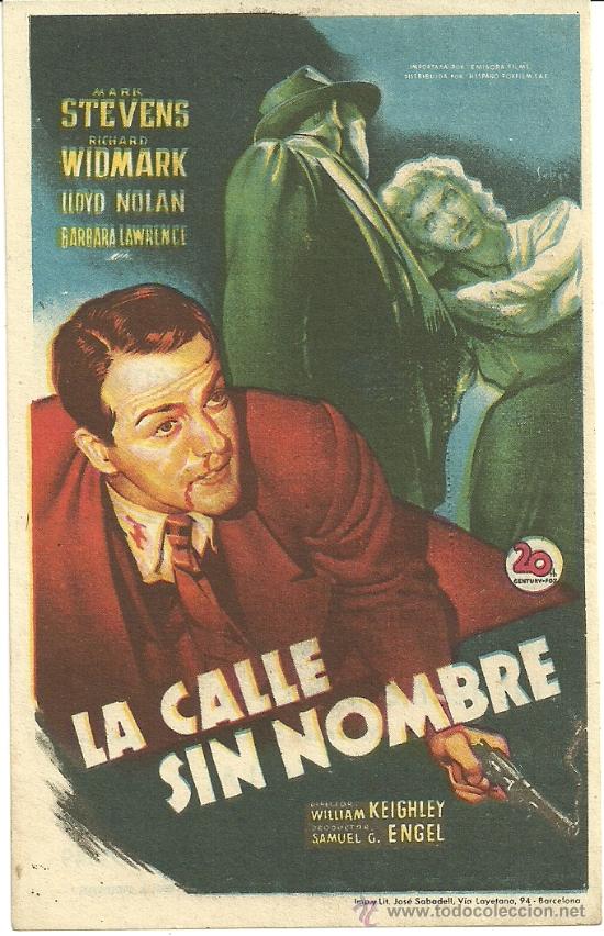 Kino: LA CALLE SIN NOMBRE STEVENS WIDMARK CON PUBLICIDAD EN EL DORSO