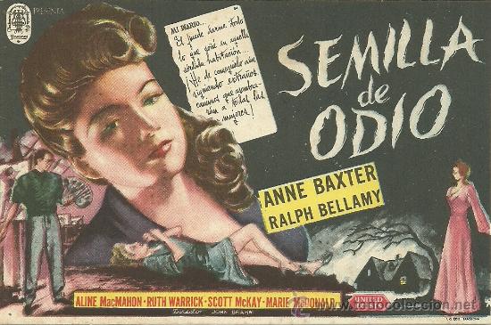 Flyers Publicitaires de Films Anciens: SEMILLA DE ODIO ANNE BAXTER RALPH BELLAMY SIN PUBLICIDAD