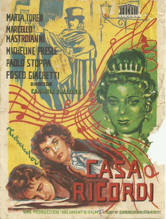 Flyers Publicitaires de Films Anciens: CASA RICORDI MARTA TOREN CARMINE GALLONE CP