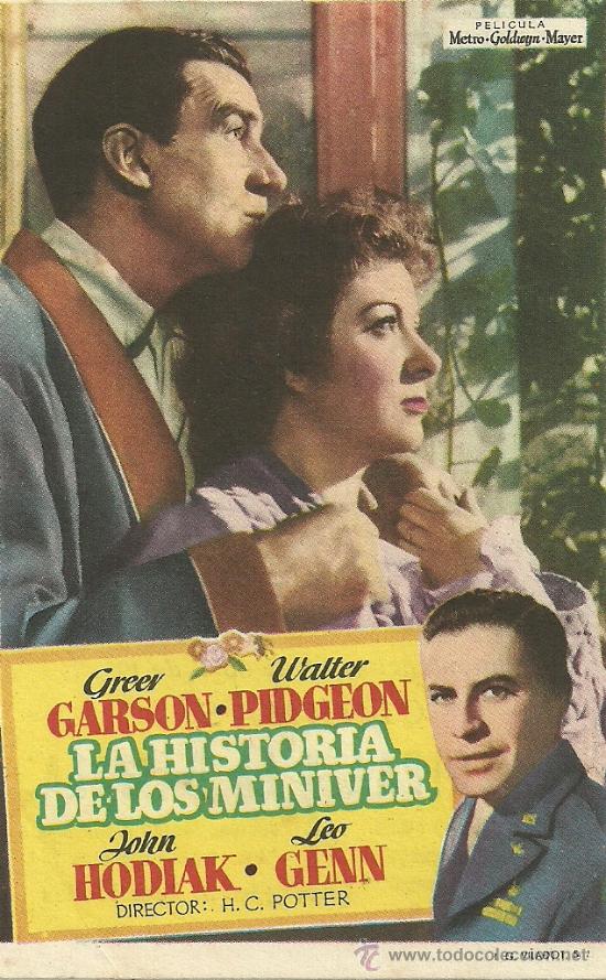 Flyers Publicitaires de Films Anciens: LA HISTORIA DE LOS MINIVER HC POTTER JOHN HODIAK LEO GENN CP