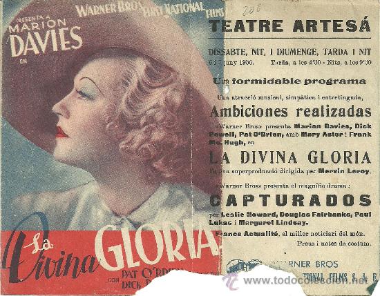 Foglietti di film di film antichi di cinema: LA DIVINA GLORIA DOBLE