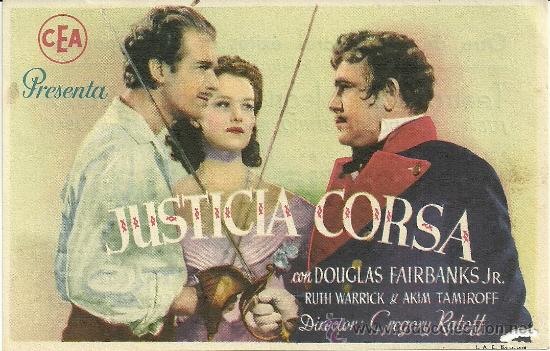 Flyers Publicitaires de Films Anciens: JUSTICIA CORSA GREGORY RATOFF CP