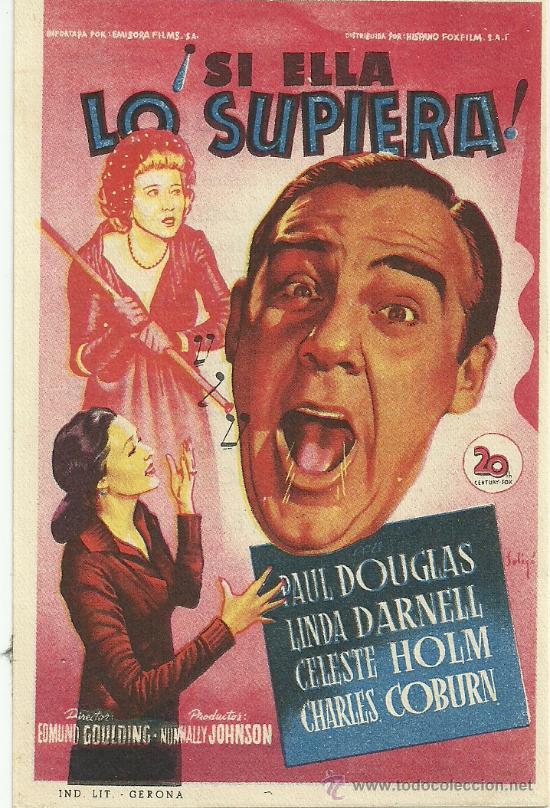 Flyers Publicitaires de Films Anciens: SI ELLA LO SUPIERA EDMUND GOULDING CP